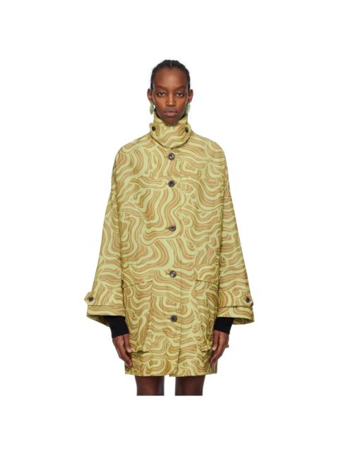 Dries Van Noten Green Printed Coat