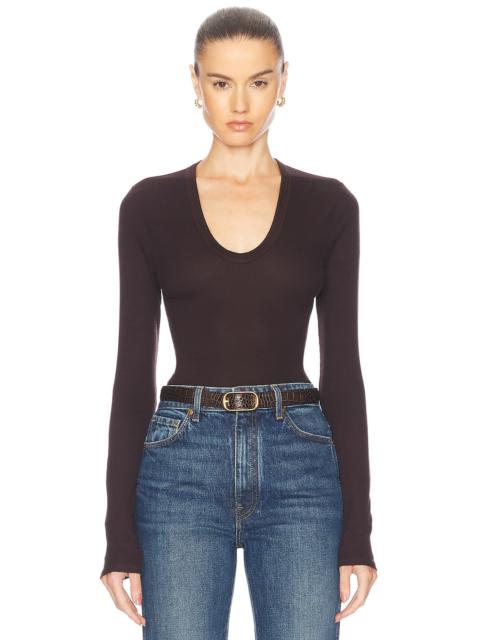 Enza Costa Rib Bold Long Sleeve U-Neck Top