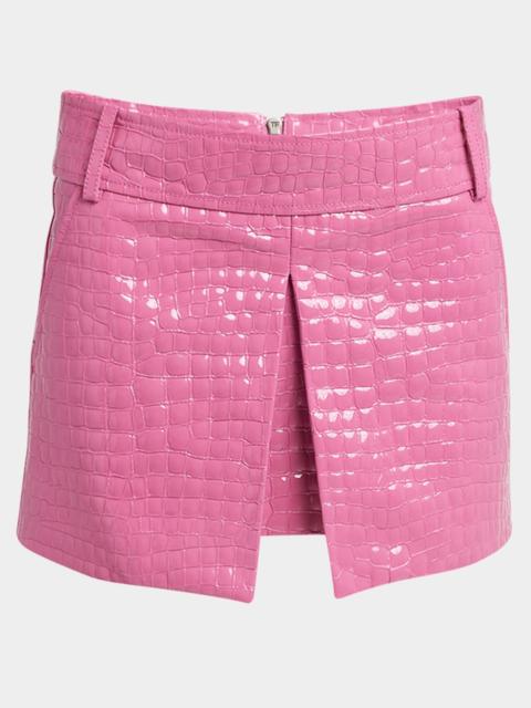 TOM FORD Croc-Embossed Glossy Leather Mini Skirt