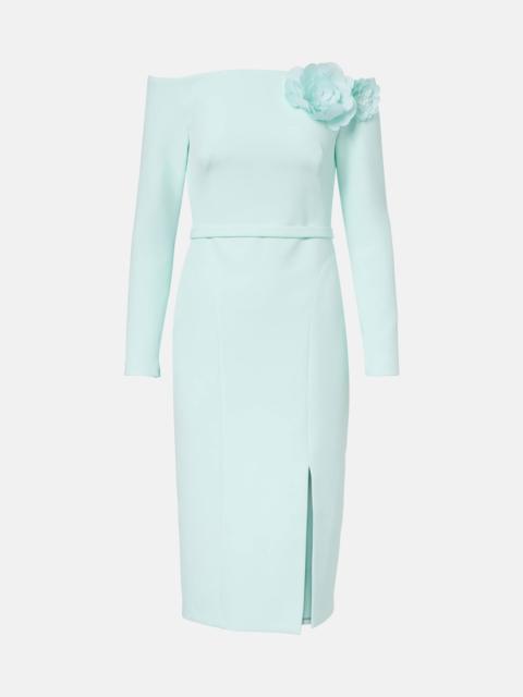 Safiyaa Jay floral-appliqué crêpe midi dress