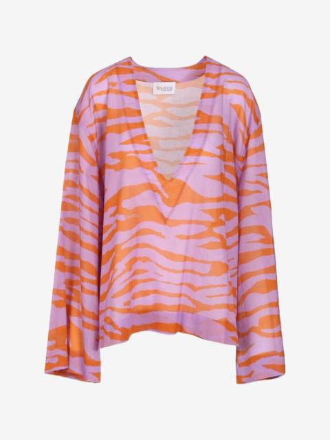 THE ATTICO animalier-print V-neck blouse