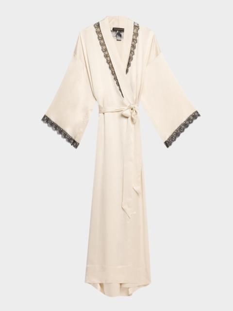 KIKI DE MONTPARNASSE Lace-Trim Silk Robe