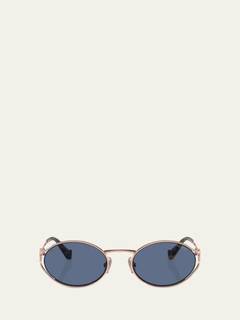 Cut-Out Metal & Plastic Oval Sunglasses