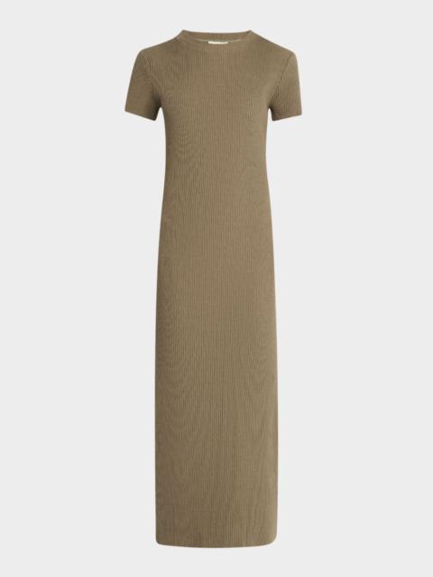 Vince Short-Sleeve Ribbed Midi Dress