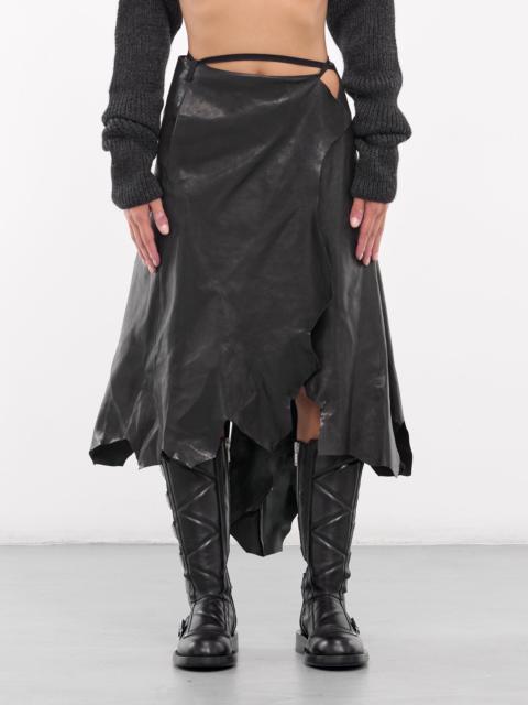 Ann Demeulemeester Ylva Leather Asymmetric Wrap Skirt