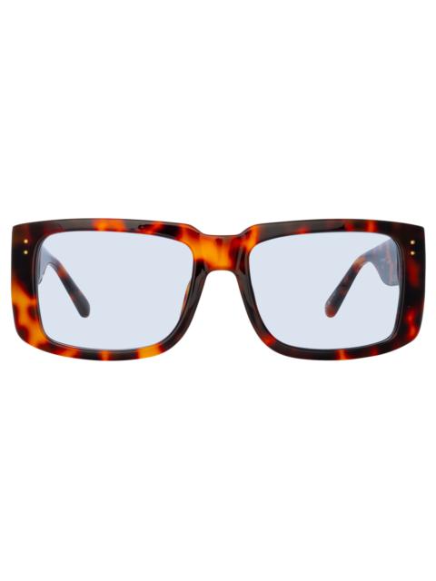 MORRISON RECTANGULAR SUNGLASSES IN TORTOISESHELL AND BLUE