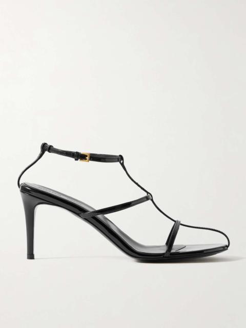 KHAITE Cage patent-leather sandals Black