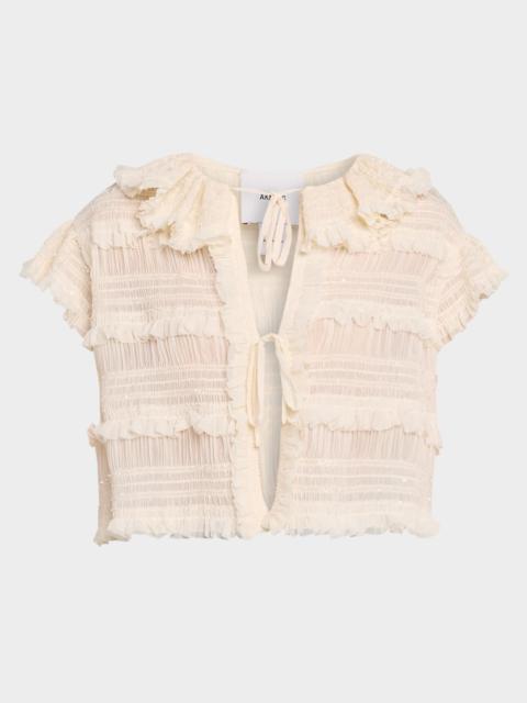 AKNVAS Audra Ruffled Tie-Front Blouse