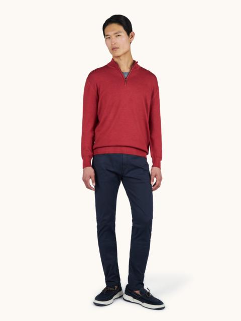 Paul & Shark GARMENT-DYED HALF-ZIP WOOL SWEATER