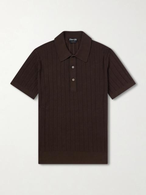 TOM FORD Ribbed Cotton and Silk-Blend Polo Shirt