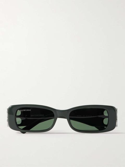 BALENCIAGA Rectangular-Frame Acetate and Silver-Tone Sunglasses