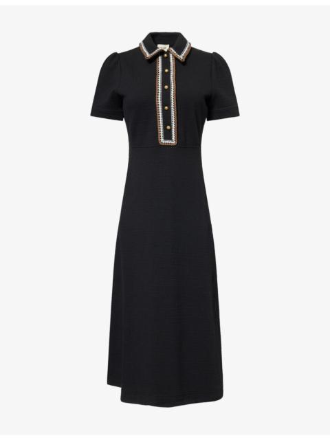 ME+EM Textured Fit-and-Flare Jersey Midi Dress
