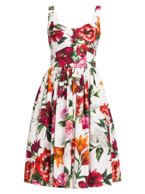 Dolce & Gabbana Women's Rafia Fiori Floral Cotton Poplin Dress - White Print Flower