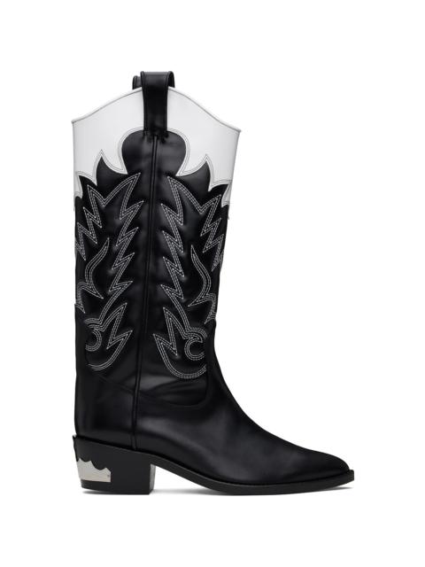TOGA VIRILIS Black & White Leather Tall Boots