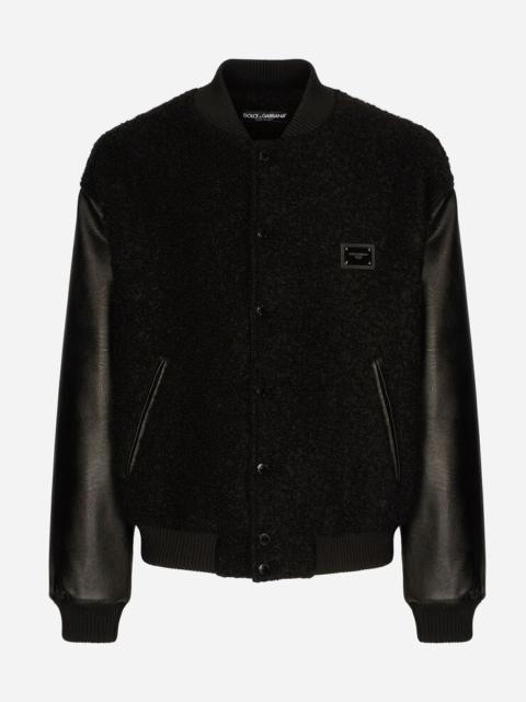 Dolce & Gabbana Wool bouclé and faux leather jacket