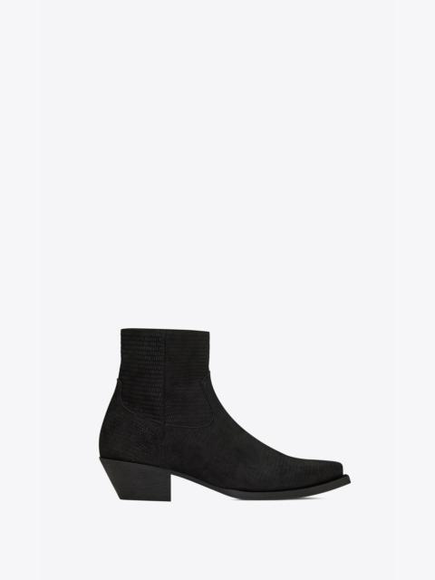 SAINT LAURENT lukas western zipped boots in tejus-embossed suede