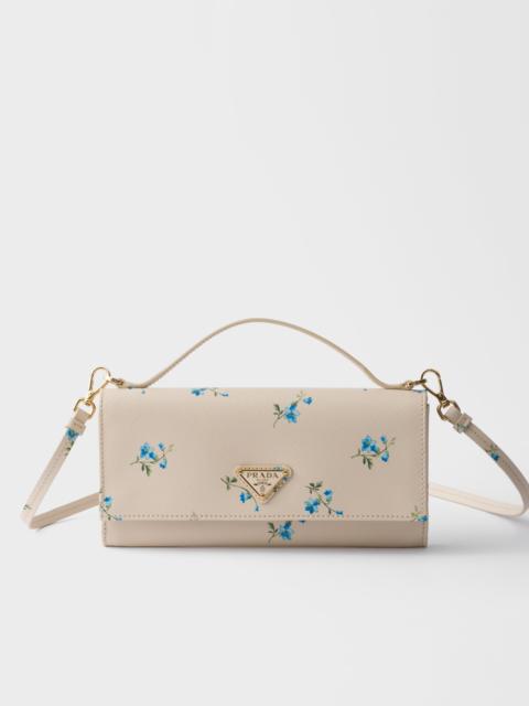 Prada Printed Saffiano leather wallet with shoulder strap