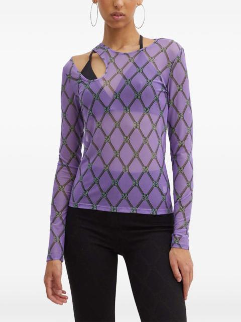 HUGO cut-out chain-print top