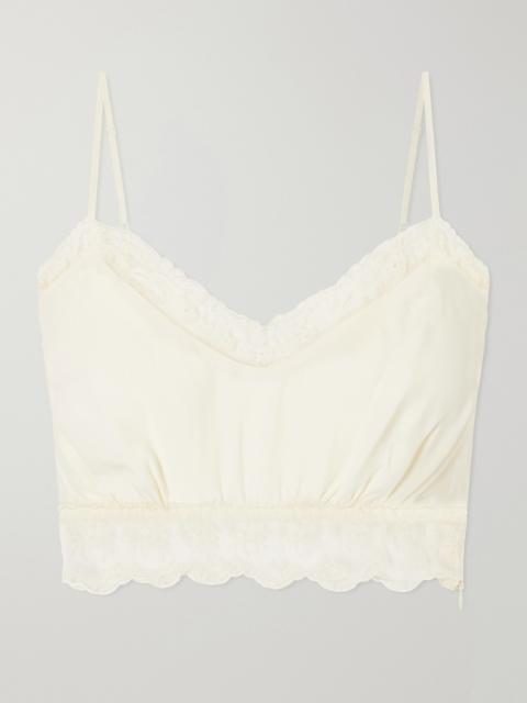 Simone Rocha Lace-trimmed Crepe De Chine Bralette