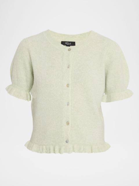 Rails Lora Ruffle-Trim Puff-Sleeve Cardigan