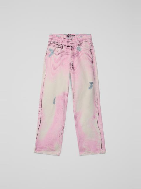 CAMPERLAB DISTORTED PRINT DISTRESSED DENIM JEANS