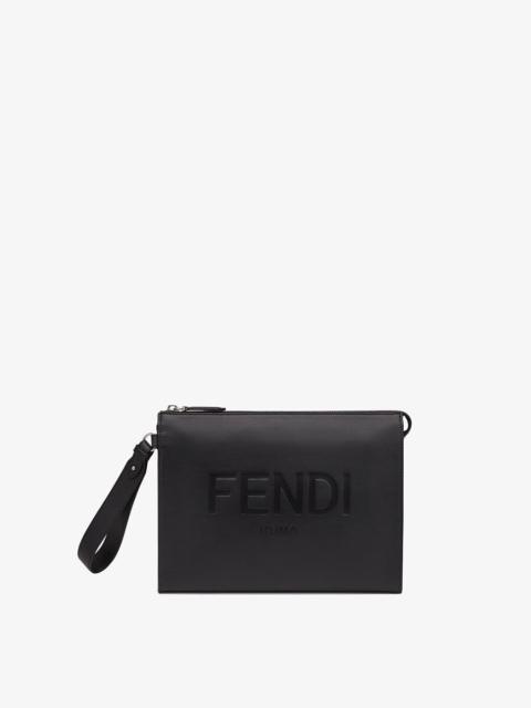 FENDI Black leather pouch