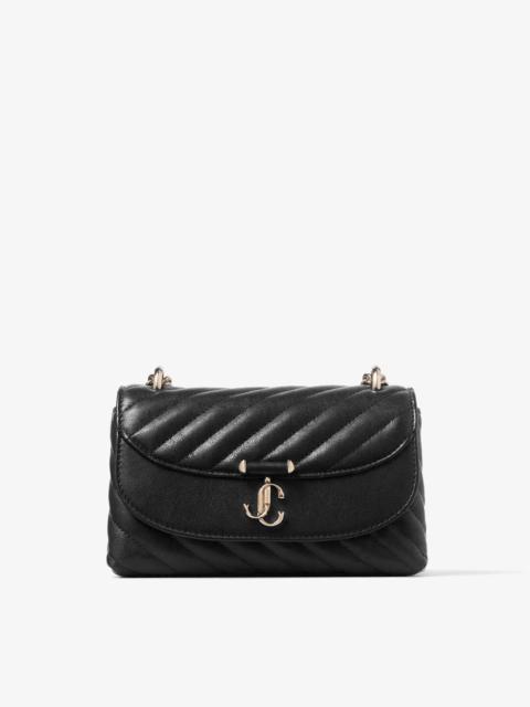 JIMMY CHOO Curve Crossbody Small Black Quilted Biker Leather Crossbody Bag