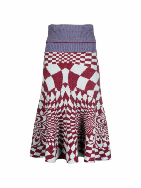 Stella McCartney geometric-knit flared A-line skirt