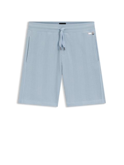 BOSS COTTON-BLEND SHORTS WITH WAFFLE TEXTURE