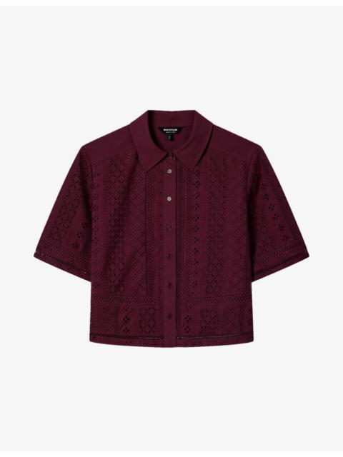 WHISTLES Short-Sleeved Broderie Cotton Shirt