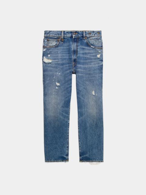 R13 Boyfriend Jean- Bain with Rips | R13