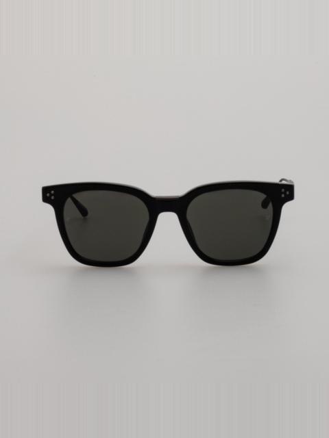 LINDA FARROW EVANS D-FRAME SUNGLASSES IN BLACK AND MATT NICKEL