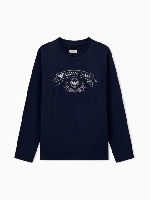 EMPORIO ARMANI JERSEY SHIRT WITH ARMANI JEANS PRINT
