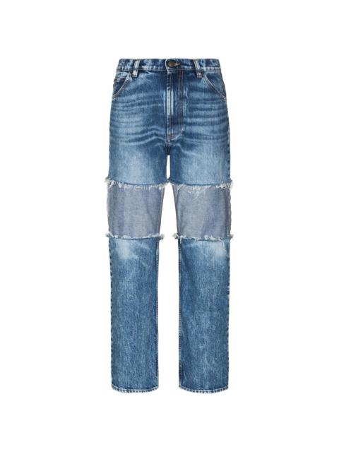 reverse-panel high-rise boyfriend jeans