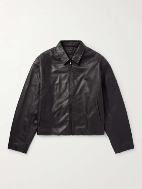 Cropped Leather Blouson Jacket