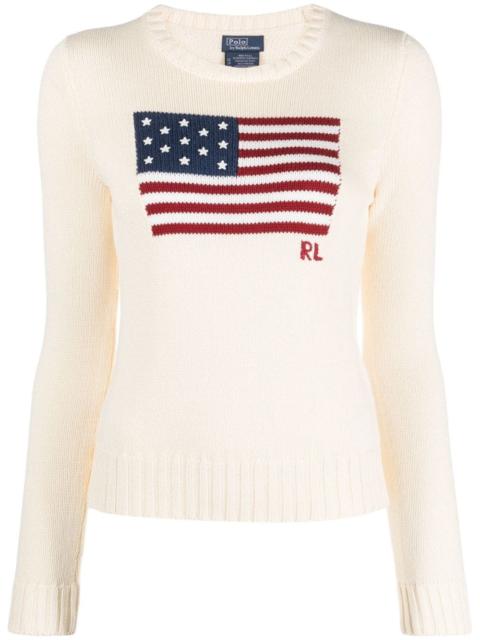 Polo Ralph Lauren flag-intarsia cotton jumper