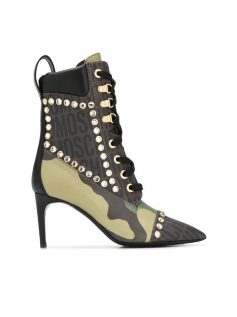 Moschino camouflage lace-up boots