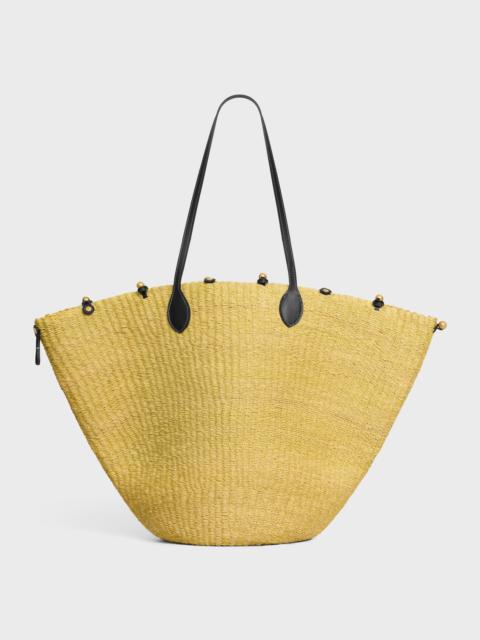 CELINE LARGE TRIOMPHE BEADS BASKET IN SISAL RAFFIA AND CALFSKIN