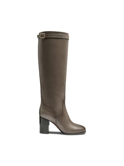 Santoni Women's grey leather high-heel boot