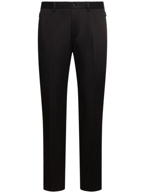 Stretch gabardine flat front pants