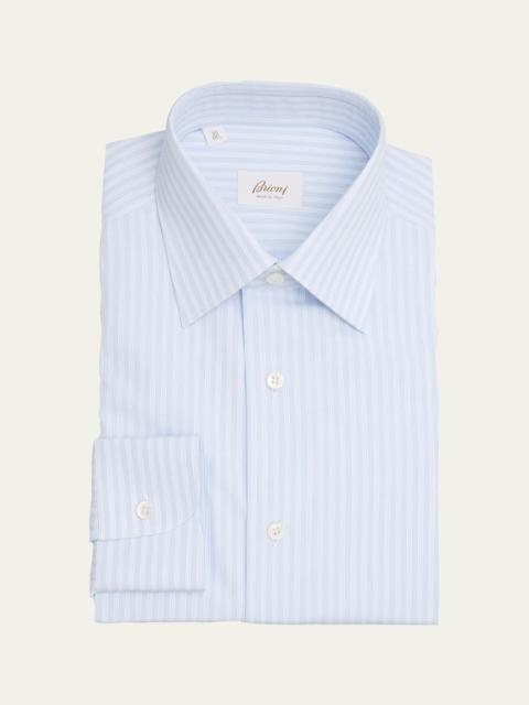 Brioni Men's Cotton Multi-Stripe Point-Collar Dress Shirt