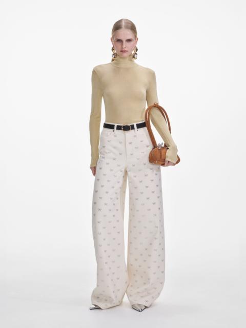 self-portrait Yellow Viscose Knit Top