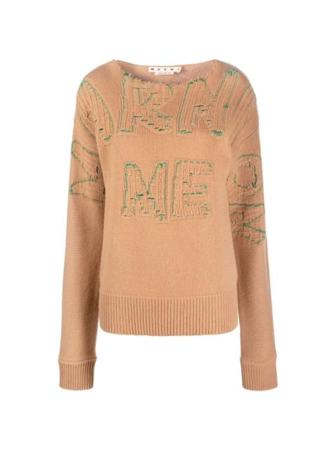 logo-embroidered knitted jumper