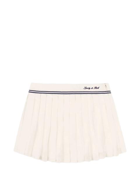 Sporty & Rich Sporty & Rich Serif Pleated Logo-embroidered Mini Skirt