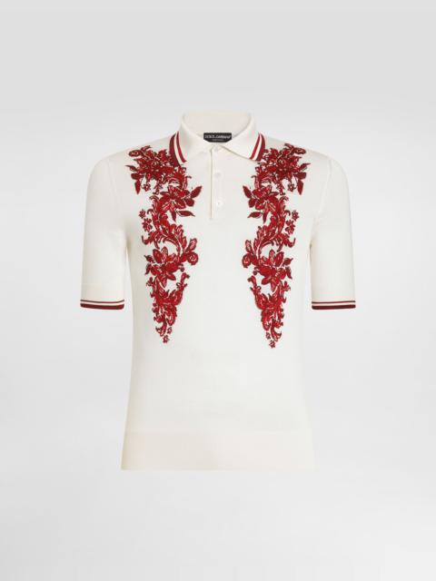 Dolce & Gabbana Silk polo shirt with intarsia