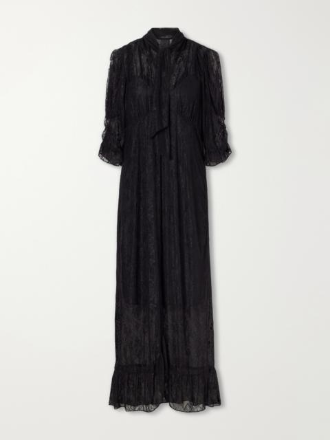 ANNA SUI Tie-detailed Ruffled Lace Midi Dress