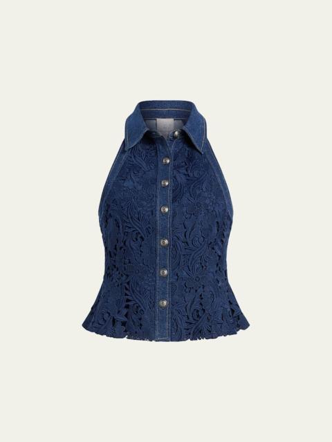 Cinq à Sept Ronin Lace Denim Top