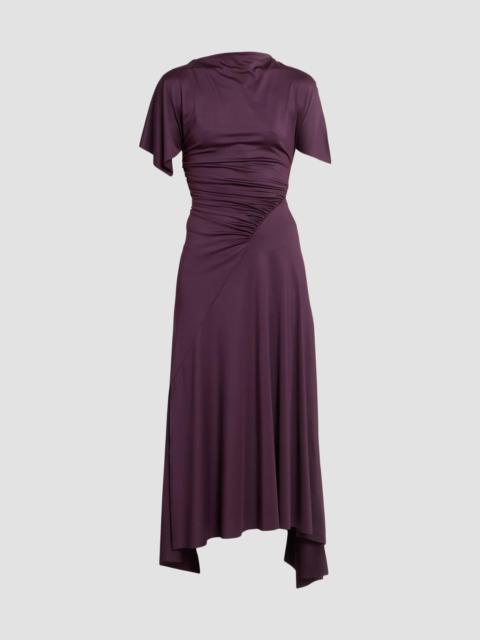 Victoria Beckham Women's Asymmetric Ruched Midi Dress - Blackcurrant