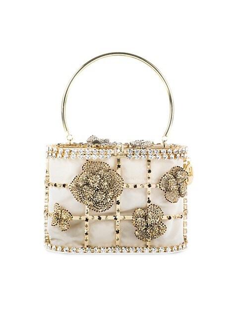 Rosantica Holli Flower Crystal-Embellished Top Handle Bag