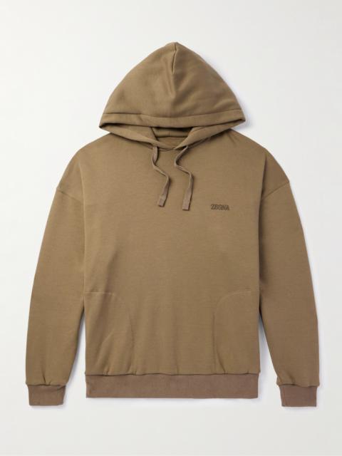 ZEGNA Logo-Embroidered Cotton-Blend Jersey Hoodie